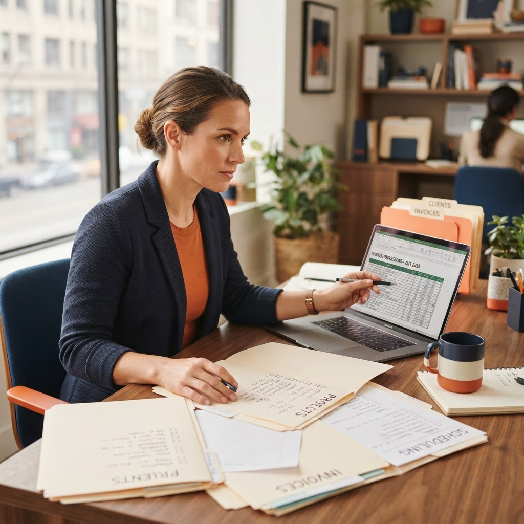 Small-business owner repeating the same administrative task across several browser windows