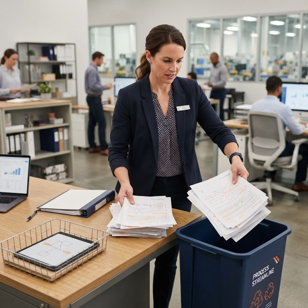 Operations leader removing unnecessary steps from a workflow before adding automation