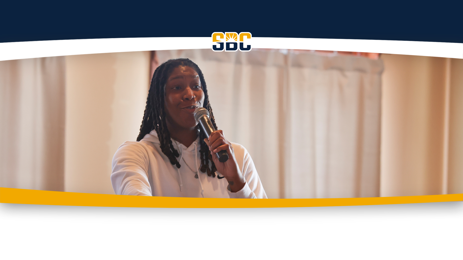 Michelle Snow keynoting Sun Belt Women in Sports Day at the 2024 championships